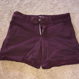 American Eagle Maroon shorts.